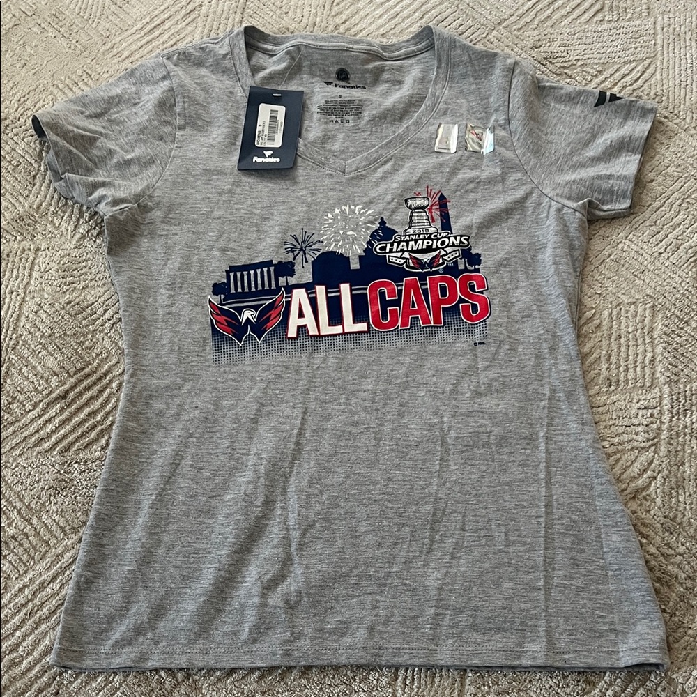 Women’s V-Neck 2018 Stanley Cup Champions Washington Capitals T-Shirt